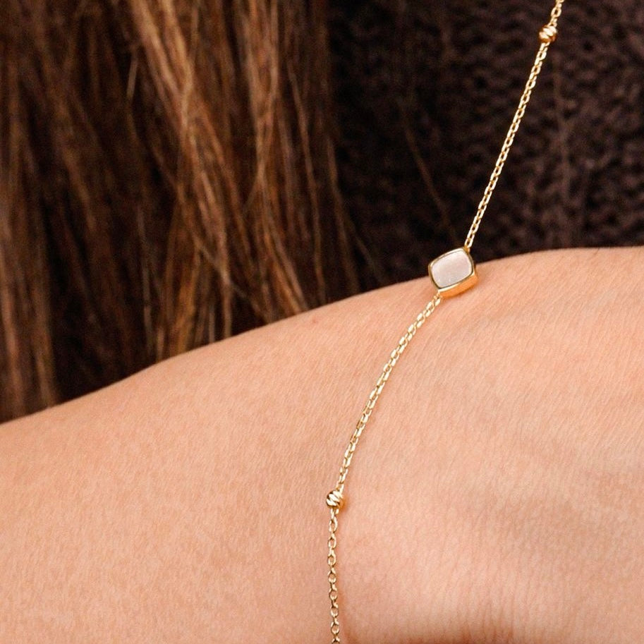 Dainty White Stone Bracelet