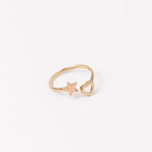 Heart & Star Motif Ring